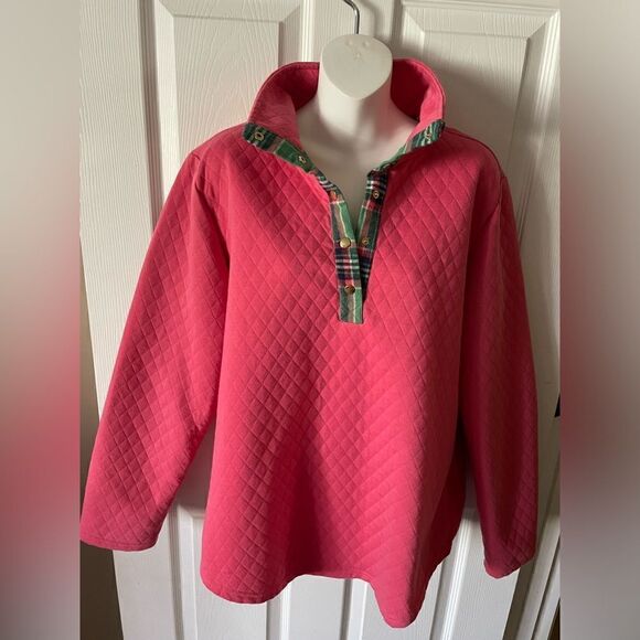 Women’s Quilted Pullover With Plaid Accents Size M 8/10 - Picture 1 of 7